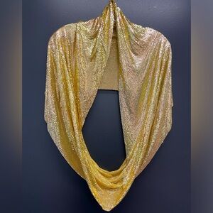 Gold chainmail infinity scarf.